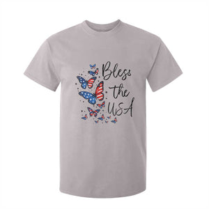 Bless The USA 4th of July T Shirt For Kid Patriotic American Flag Butterfly Independence Day TS11 Ice Gray Print Your Wear