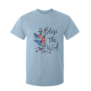 Bless The USA 4th of July T Shirt For Kid Patriotic American Flag Butterfly Independence Day TS11 Light Blue Print Your Wear