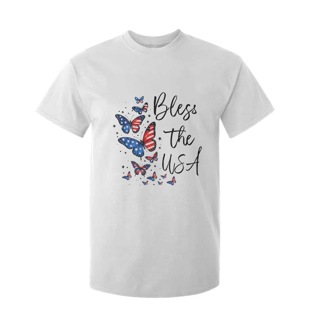 Bless The USA 4th of July T Shirt For Kid Patriotic American Flag Butterfly Independence Day TS11 White Print Your Wear