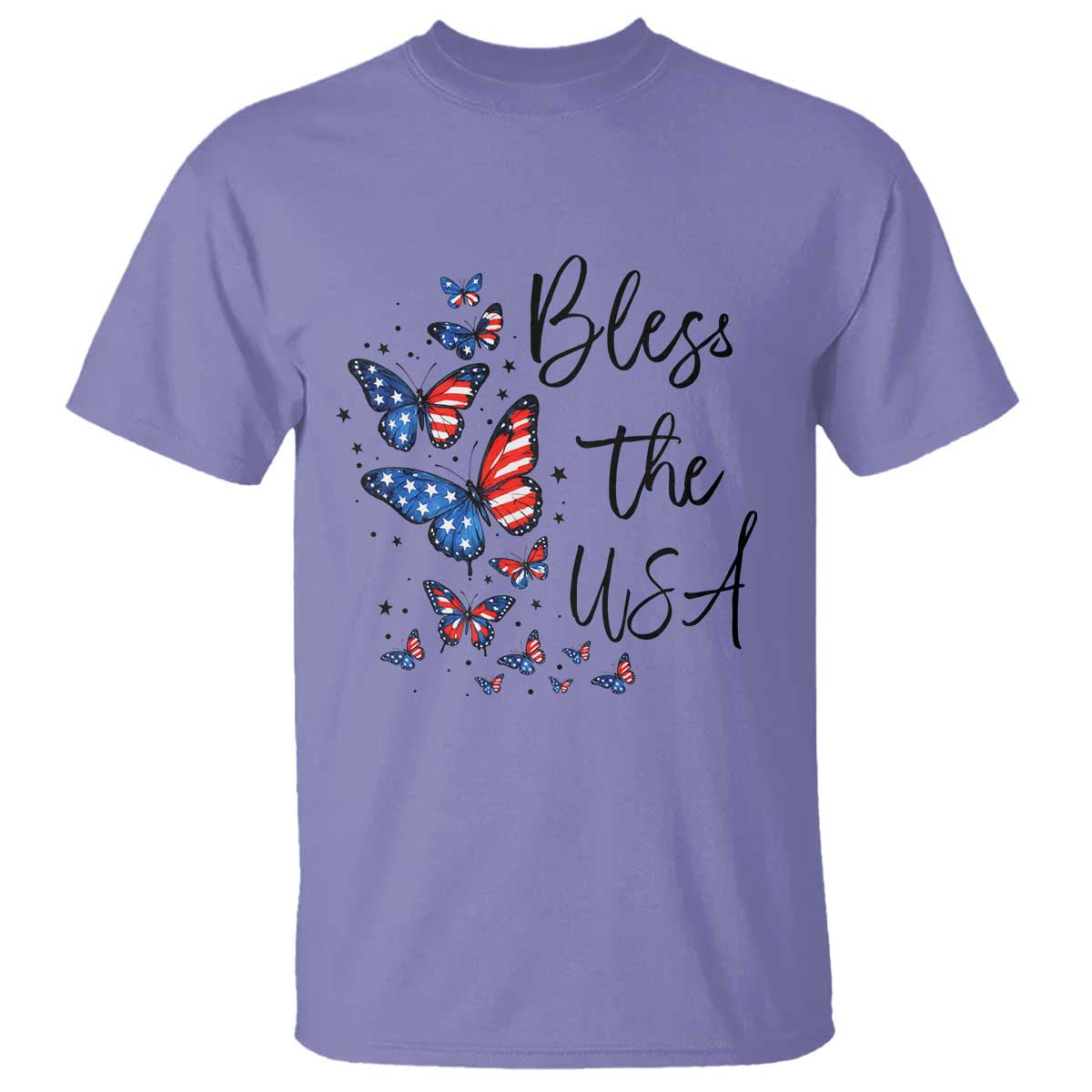 Bless The USA 4th of July T Shirt Patriotic American Flag Butterfly Independence Day TS11 Violet Print Your Wear