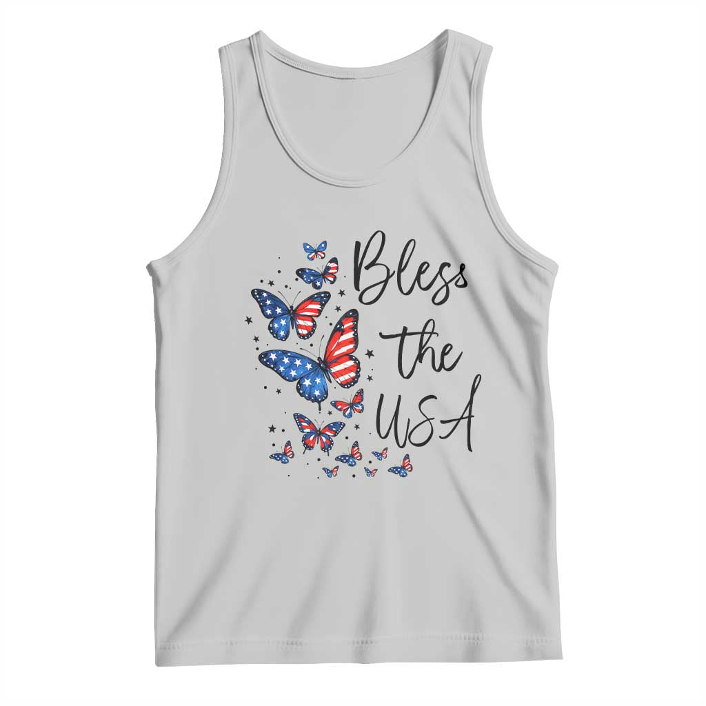 Bless The USA 4th of July Tank Top Patriotic American Flag Butterfly Independence Day TS11 Ash Print Your Wear