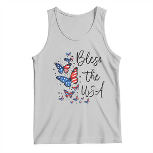 Bless The USA 4th of July Tank Top Patriotic American Flag Butterfly Independence Day TS11 Ash Print Your Wear
