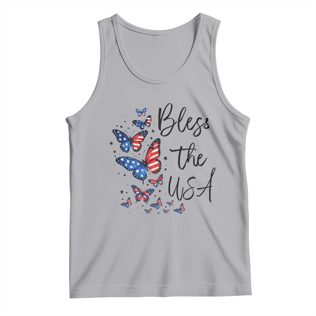 Bless The USA 4th of July Tank Top Patriotic American Flag Butterfly Independence Day TS11 Athletic Heather Print Your Wear