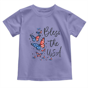 Bless The USA 4th of July Toddler T Shirt Patriotic American Flag Butterfly Independence Day TS11 Violet Print Your Wear