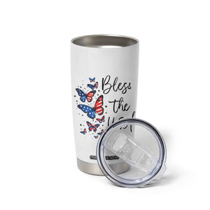 Bless The USA 4th of July Tumbler Cup Patriotic American Flag Butterfly Independence Day TS11 Print Your Wear