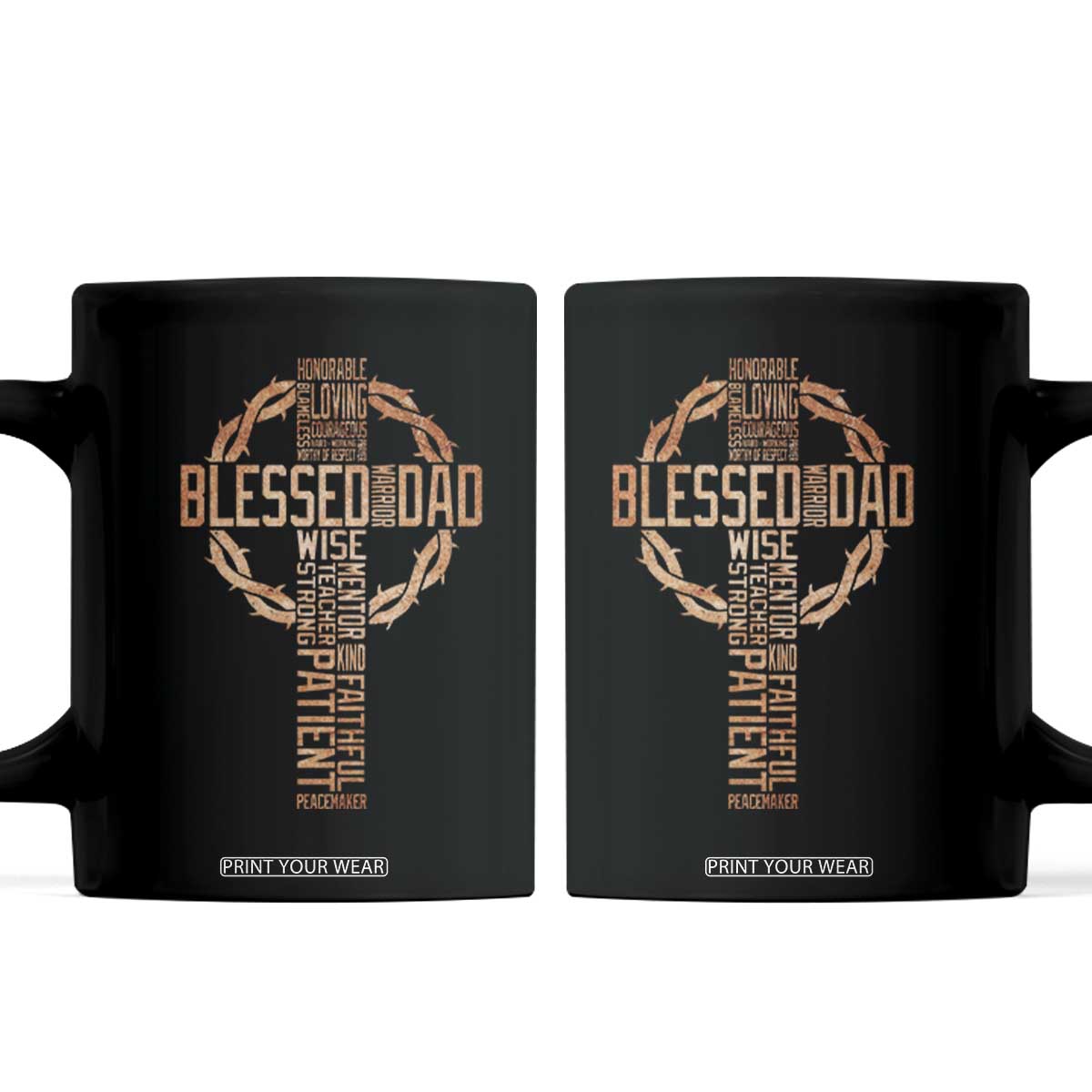 Blessed Dad Christian Coffee Mug Religious Cross Fathers Day TS11 Black Print Your Wear