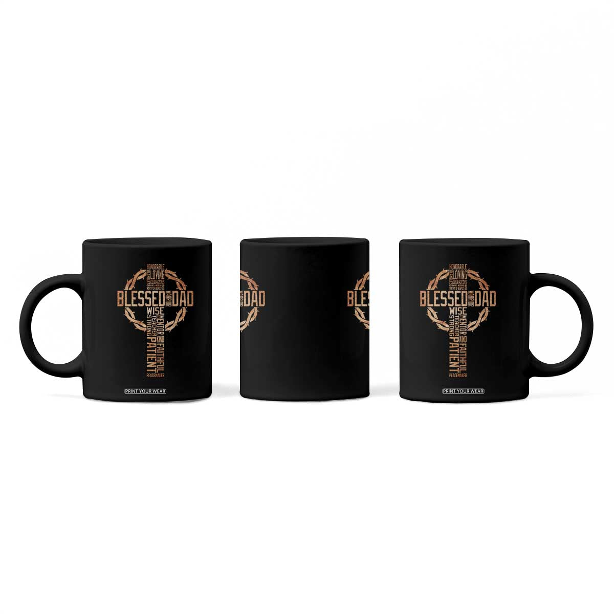 Blessed Dad Christian Coffee Mug Religious Cross Fathers Day TS11 Print Your Wear