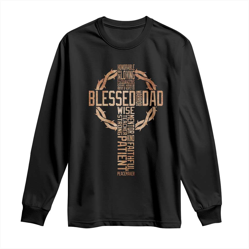 Blessed Dad Christian Long Sleeve Shirt Religious Cross Fathers Day TS11 Black Print Your Wear