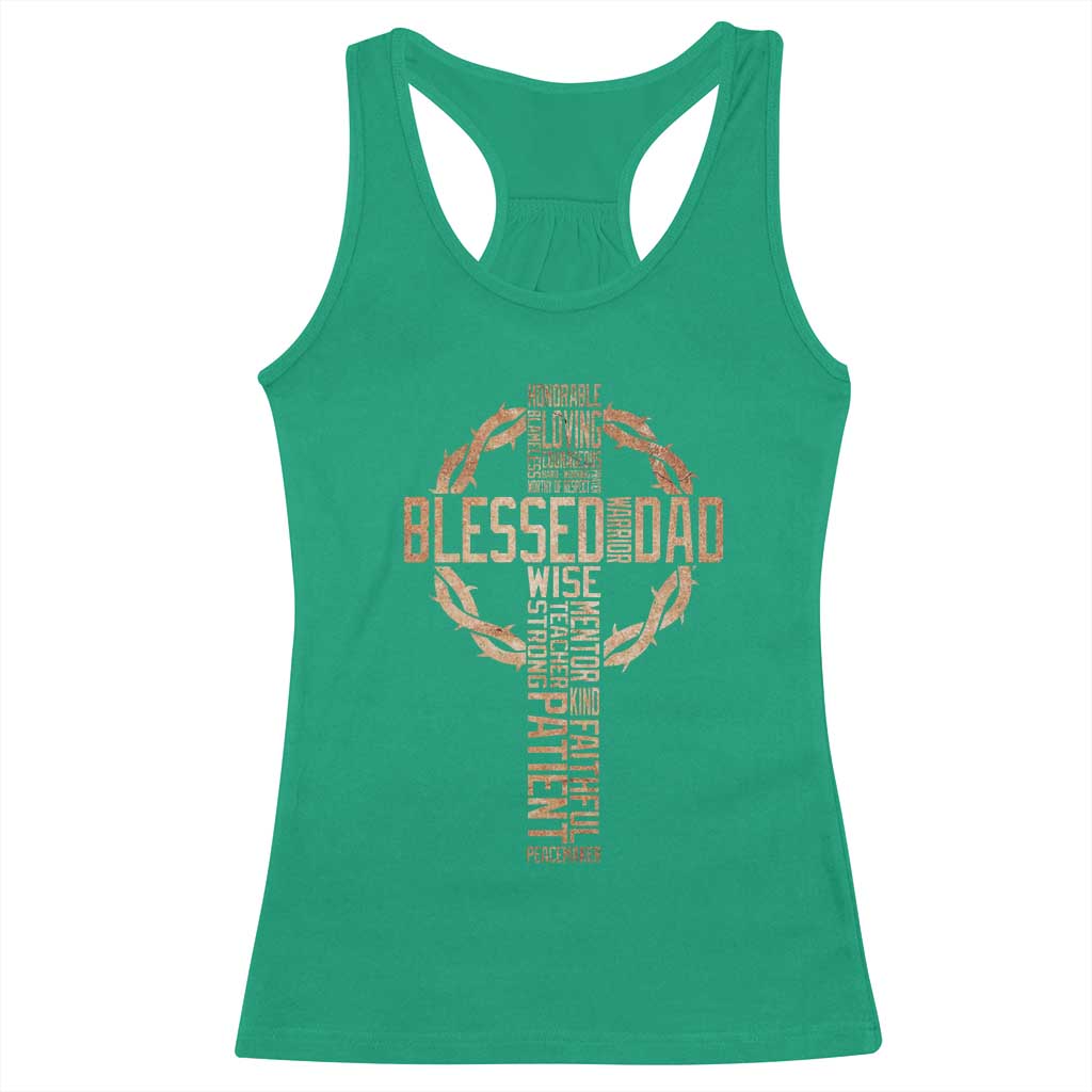 Blessed Dad Christian Racerback Tank Top Religious Cross Fathers Day TS11 Irish Green Print Your Wear