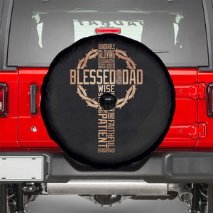 Blessed Dad Christian Spare Tire Cover Religious Cross Fathers Day TS11 Black Print Your Wear