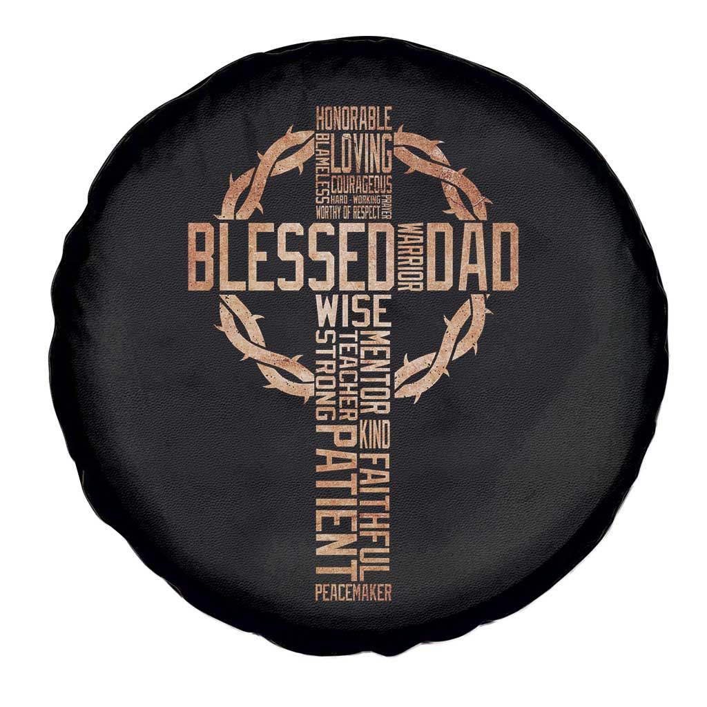 Blessed Dad Christian Spare Tire Cover Religious Cross Fathers Day TS11 Print Your Wear