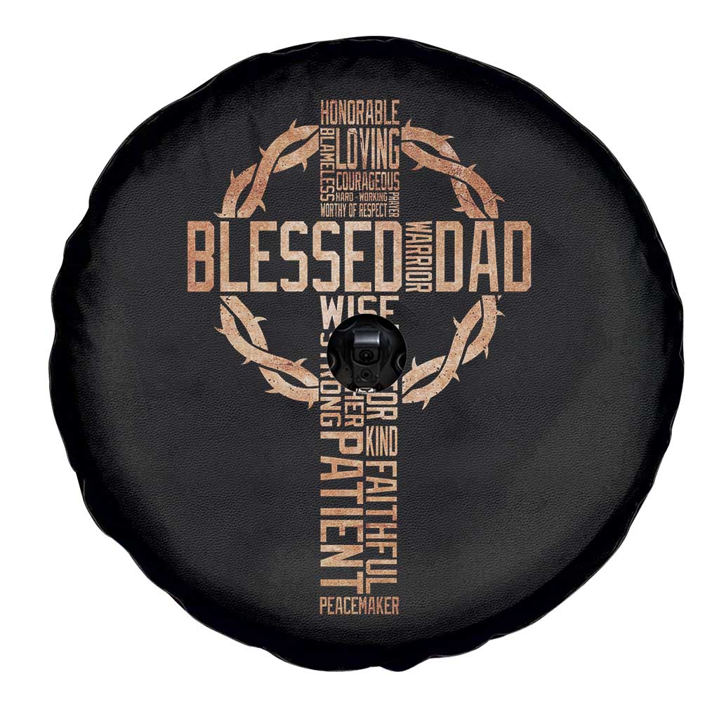 Blessed Dad Christian Spare Tire Cover Religious Cross Fathers Day TS11 Print Your Wear