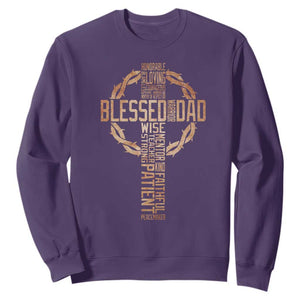 Blessed Dad Christian Sweatshirt Religious Cross Fathers Day TS11 Purple Print Your Wear