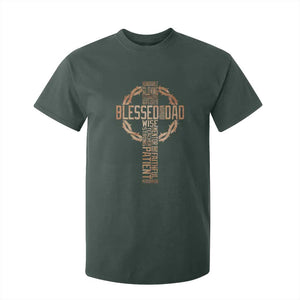 Blessed Dad Christian T Shirt For Kid Religious Cross Fathers Day TS11 Dark Forest Green Print Your Wear