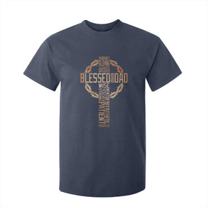Blessed Dad Christian T Shirt For Kid Religious Cross Fathers Day TS11 Navy Print Your Wear