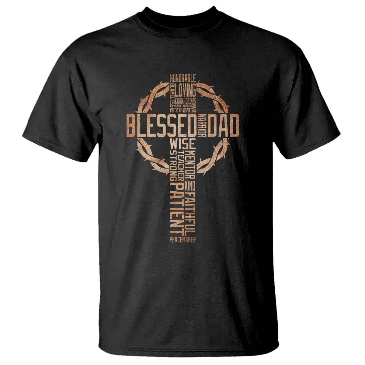 Blessed Dad Christian T Shirt Religious Cross Fathers Day TS11 Black Print Your Wear