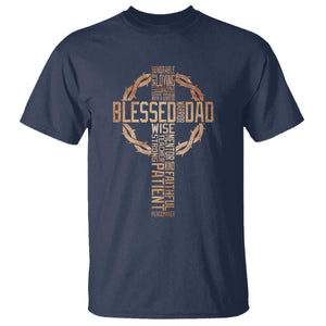 Blessed Dad Christian T Shirt Religious Cross Fathers Day TS11 Navy Print Your Wear