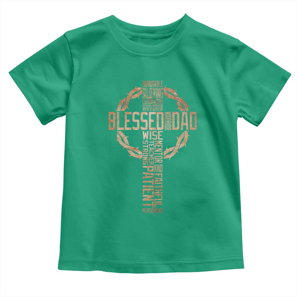 Blessed Dad Christian Toddler T Shirt Religious Cross Fathers Day TS11 Irish Green Print Your Wear