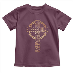 Blessed Dad Christian Toddler T Shirt Religious Cross Fathers Day TS11 Maroon Print Your Wear