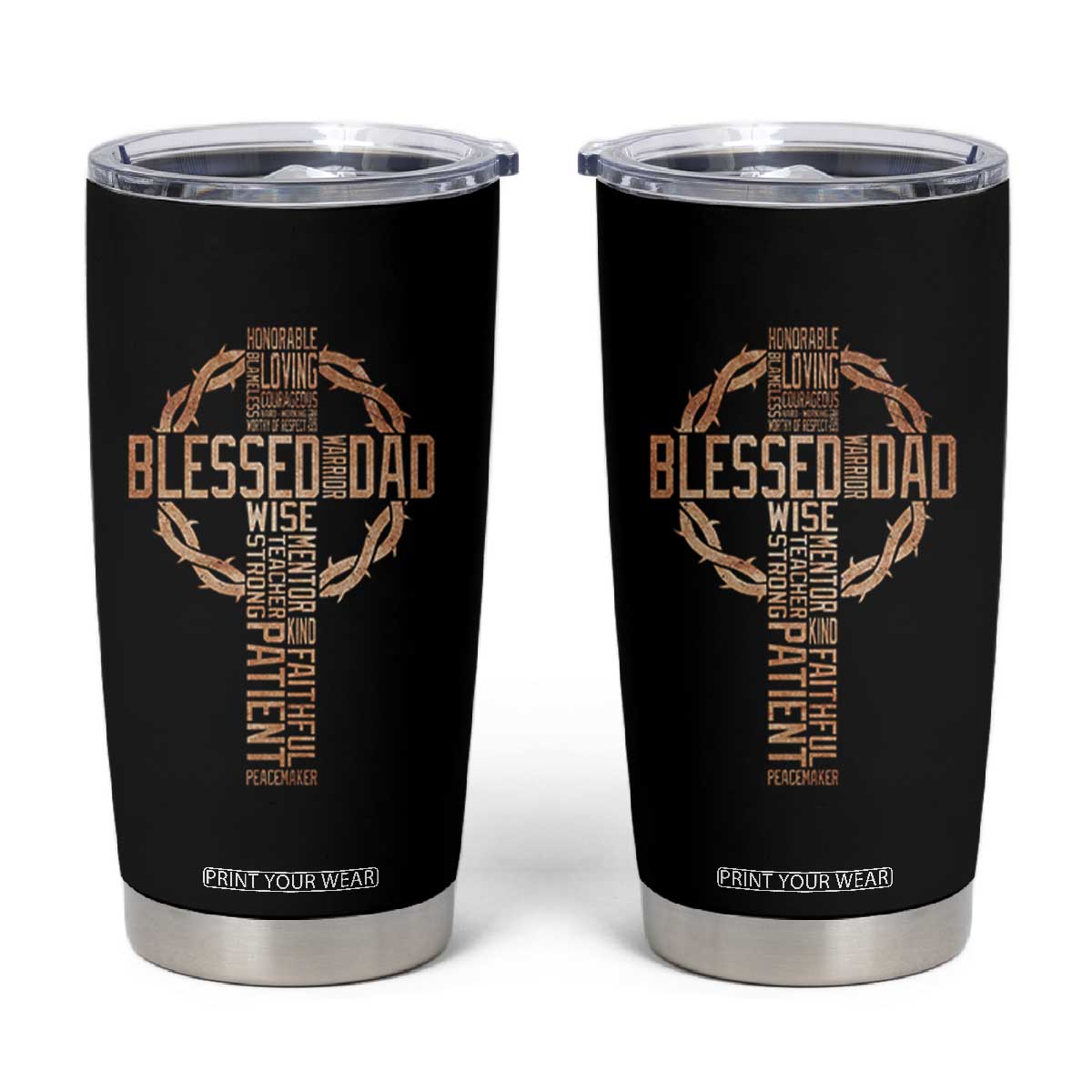 Blessed Dad Christian Tumbler Cup Religious Cross Fathers Day TS11 Black Print Your Wear