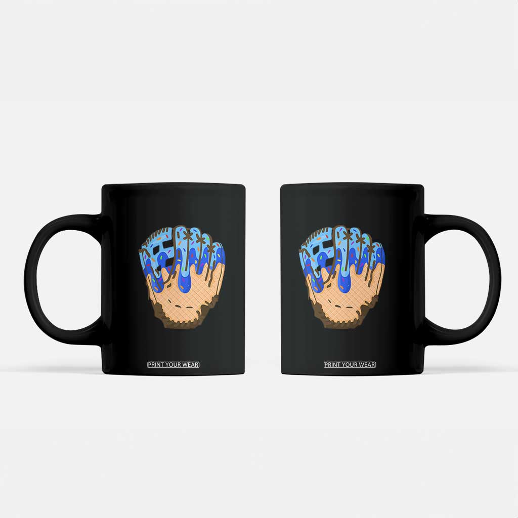 Blue Ice Cream Cone Baseball Glove Drip Coffee Mug TS02 Black Print Your Wear