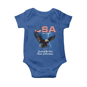 Bold Patriotic American Eagle Baby Onesie Land of the Free Home of the Brave Est 1776 TS02 Royal Blue Print Your Wear