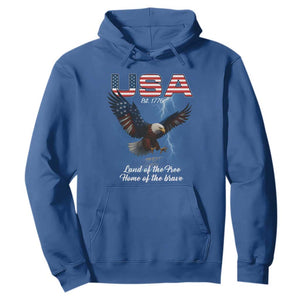 Bold Patriotic American Eagle Hoodie Land of the Free Home of the Brave Est 1776 TS02 Royal Blue Print Your Wear