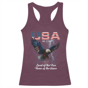 Bold Patriotic American Eagle Racerback Tank Top Land of the Free Home of the Brave Est 1776 TS02 Maroon Print Your Wear