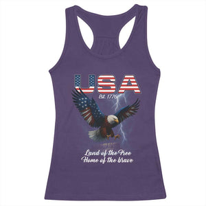 Bold Patriotic American Eagle Racerback Tank Top Land of the Free Home of the Brave Est 1776 TS02 Purple Print Your Wear