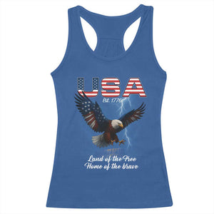 Bold Patriotic American Eagle Racerback Tank Top Land of the Free Home of the Brave Est 1776 TS02 Royal Blue Print Your Wear