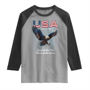 Bold Patriotic American Eagle Raglan Shirt Land of the Free Home of the Brave Est 1776 TS02 Sport Gray Black Print Your Wear