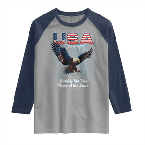 Bold Patriotic American Eagle Raglan Shirt Land of the Free Home of the Brave Est 1776 TS02 Sport Gray Navy Print Your Wear