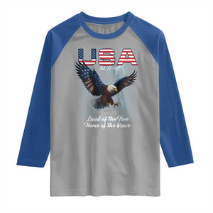 Bold Patriotic American Eagle Raglan Shirt Land of the Free Home of the Brave Est 1776 TS02 Sport Gray Royal Print Your Wear