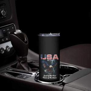 Bold Patriotic American Eagle Skinny Tumbler Land of the Free Home of the Brave Est 1776 TS02 Print Your Wear