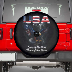 Bold Patriotic American Eagle Spare Tire Cover Land of the Free Home of the Brave Est 1776 TS02 Black Print Your Wear
