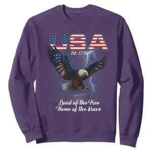 Bold Patriotic American Eagle Sweatshirt Land of the Free Home of the Brave Est 1776 TS02 Purple Print Your Wear