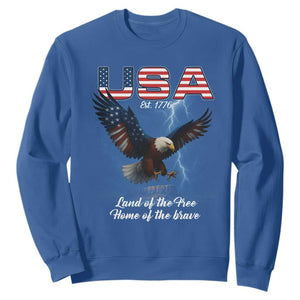 Bold Patriotic American Eagle Sweatshirt Land of the Free Home of the Brave Est 1776 TS02 Royal Blue Print Your Wear