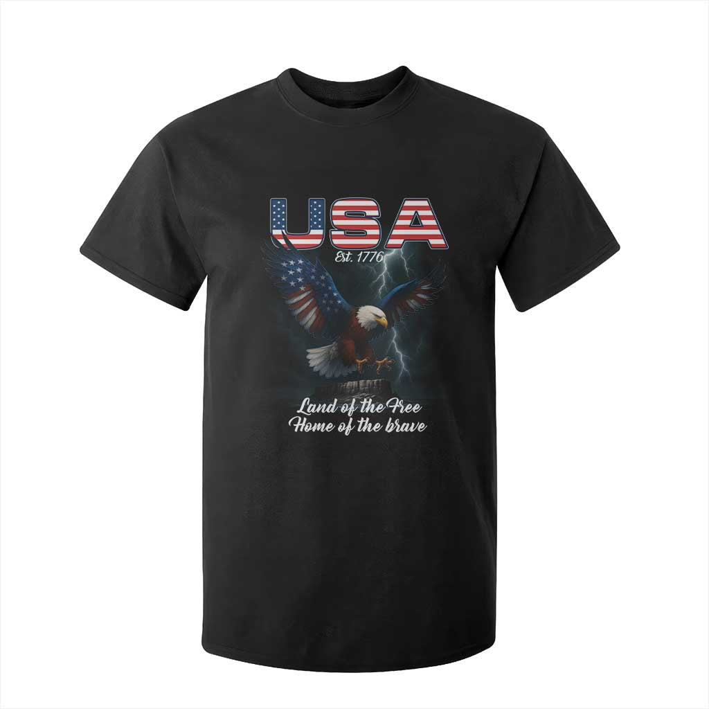 Bold Patriotic American Eagle T Shirt For Kid Land of the Free Home of the Brave Est 1776 TS02 Black Print Your Wear