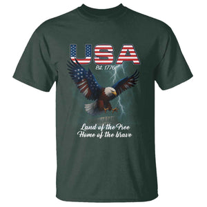 Bold Patriotic American Eagle T Shirt Land of the Free Home of the Brave Est 1776 TS02 Dark Forest Green Print Your Wear