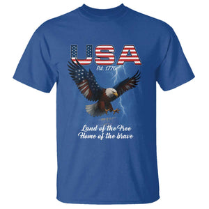 Bold Patriotic American Eagle T Shirt Land of the Free Home of the Brave Est 1776 TS02 Royal Blue Print Your Wear