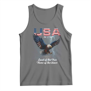 Bold Patriotic American Eagle Tank Top Land of the Free Home of the Brave Est 1776 TS02 Black Heather Print Your Wear