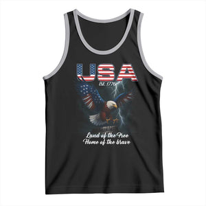 Bold Patriotic American Eagle Tank Top Land of the Free Home of the Brave Est 1776 TS02 Black Athletic Heather Print Your Wear