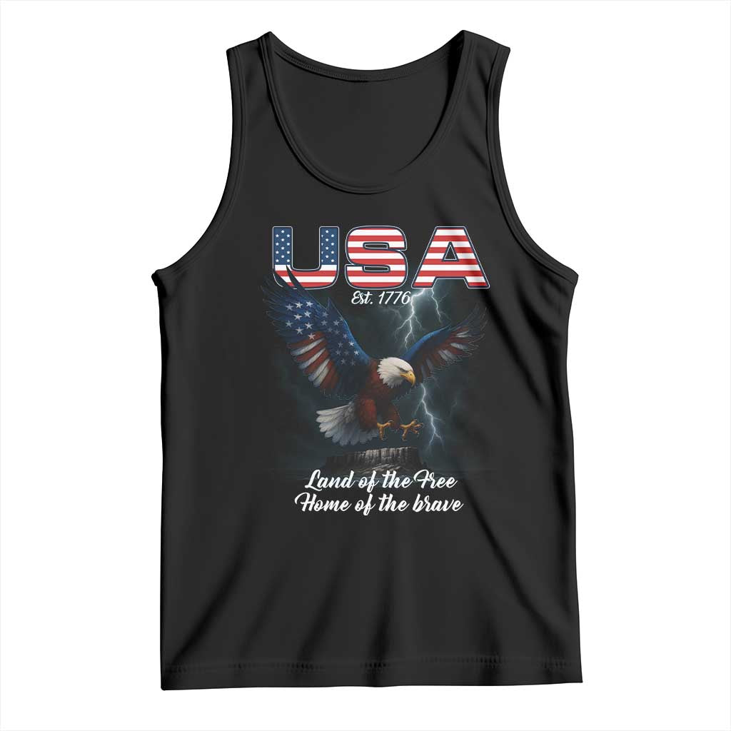 Bold Patriotic American Eagle Tank Top Land of the Free Home of the Brave Est 1776 TS02 Black Print Your Wear
