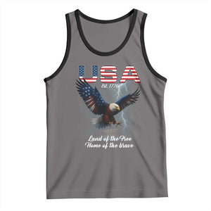 Bold Patriotic American Eagle Tank Top Land of the Free Home of the Brave Est 1776 TS02 Deep Heather Black Print Your Wear