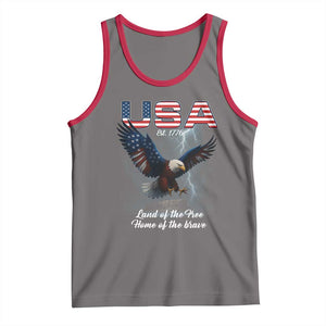 Bold Patriotic American Eagle Tank Top Land of the Free Home of the Brave Est 1776 TS02 Deep Heather Red Print Your Wear