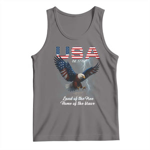 Bold Patriotic American Eagle Tank Top Land of the Free Home of the Brave Est 1776 TS02 Deep Heather Print Your Wear