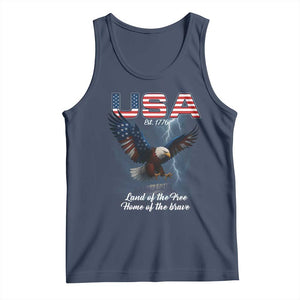 Bold Patriotic American Eagle Tank Top Land of the Free Home of the Brave Est 1776 TS02 Navy Print Your Wear