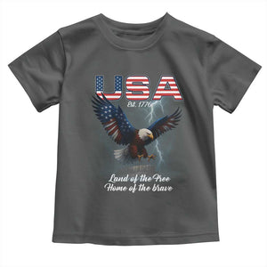 Bold Patriotic American Eagle Toddler T Shirt Land of the Free Home of the Brave Est 1776 TS02 Dark Heather Print Your Wear