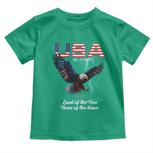 Bold Patriotic American Eagle Toddler T Shirt Land of the Free Home of the Brave Est 1776 TS02 Irish Green Print Your Wear