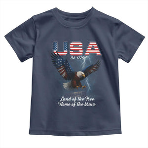 Bold Patriotic American Eagle Toddler T Shirt Land of the Free Home of the Brave Est 1776 TS02 Navy Print Your Wear